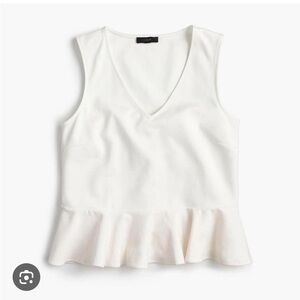 J. Crew White V-Neck Peplum Shell Top